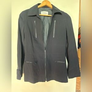 Iceberg Italy Navy Wool Blend Zip Jacket Size 40 (US 4/6)